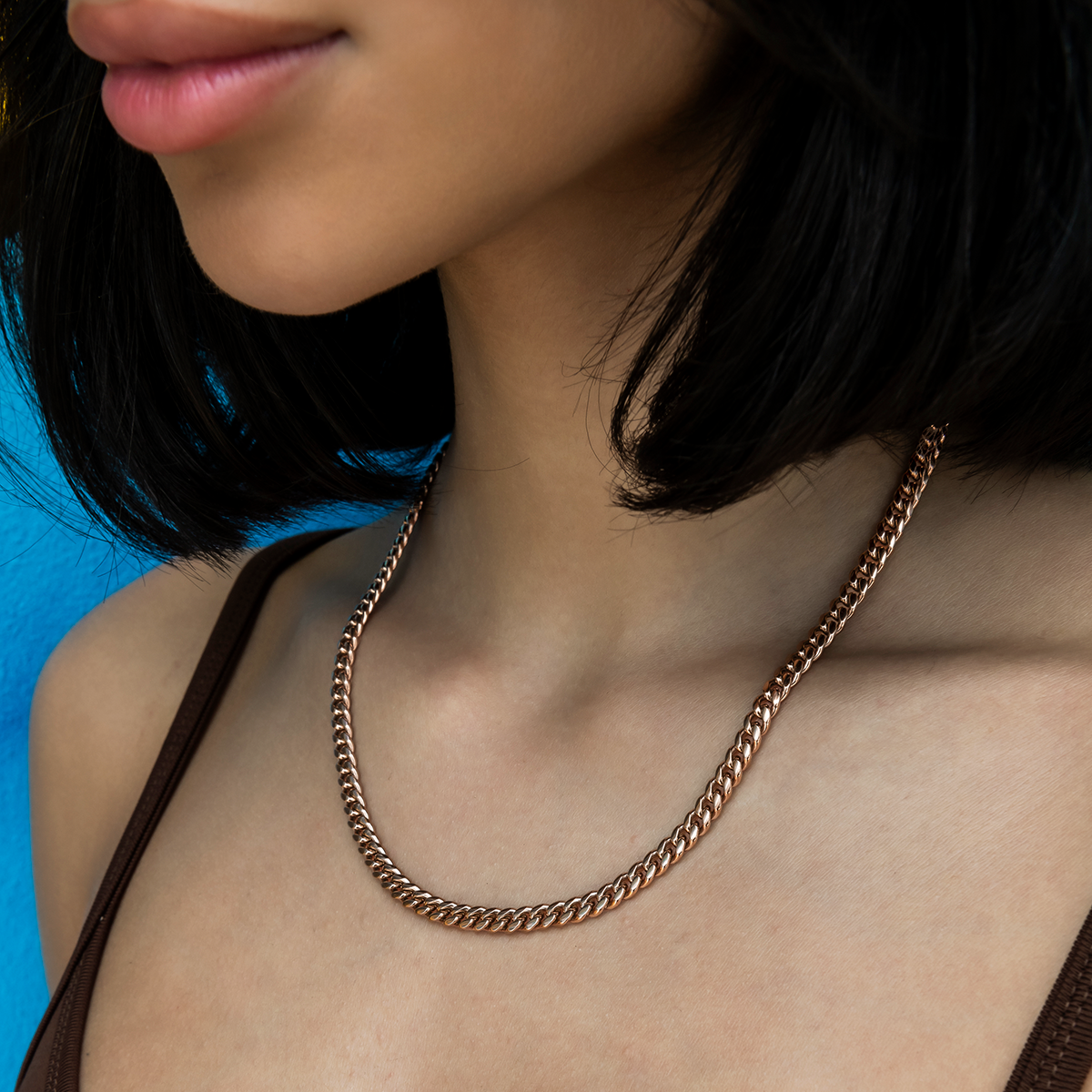 GLD PROMO - WOMEN Cuban Link Necklace in Rose Gold- 5mm