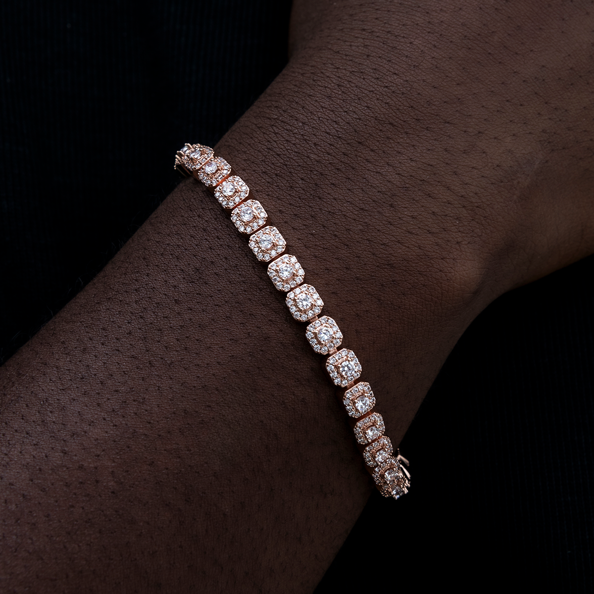 GLD Men Micro Clustered Tennis Bracelet in Rose Gold