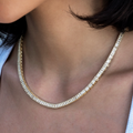 GLD PROMO - WOMEN Diamond Baguette Tennis Necklace in Yellow Gold- 3mm