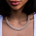 GLD PROMO - WOMEN Diamond Prong Link Necklace in Rose Gold- 12mm