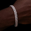 GLD Men Diamond Prong Cuban Bracelet in Rose/White Gold- 8.5mm