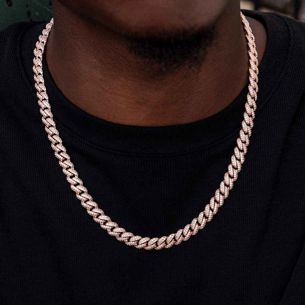 GLD Men GLD Diamond Cuban Chain in Rose Gold- 8.5mm