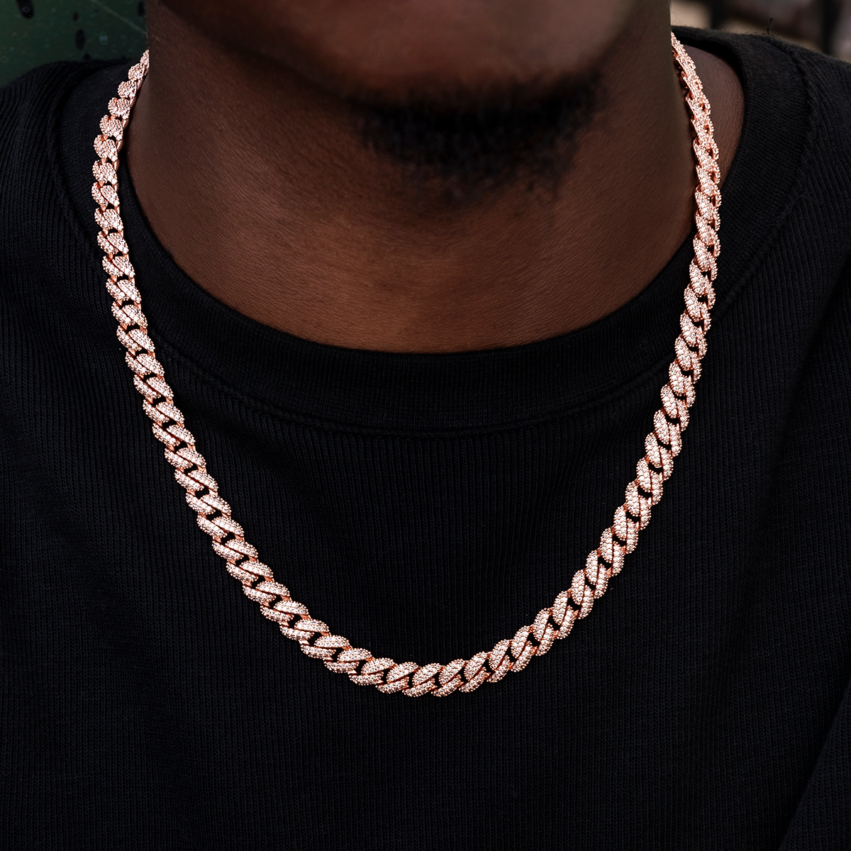GLD PROMO Diamond Cuban Chain in Rose Gold- 8.5mm
