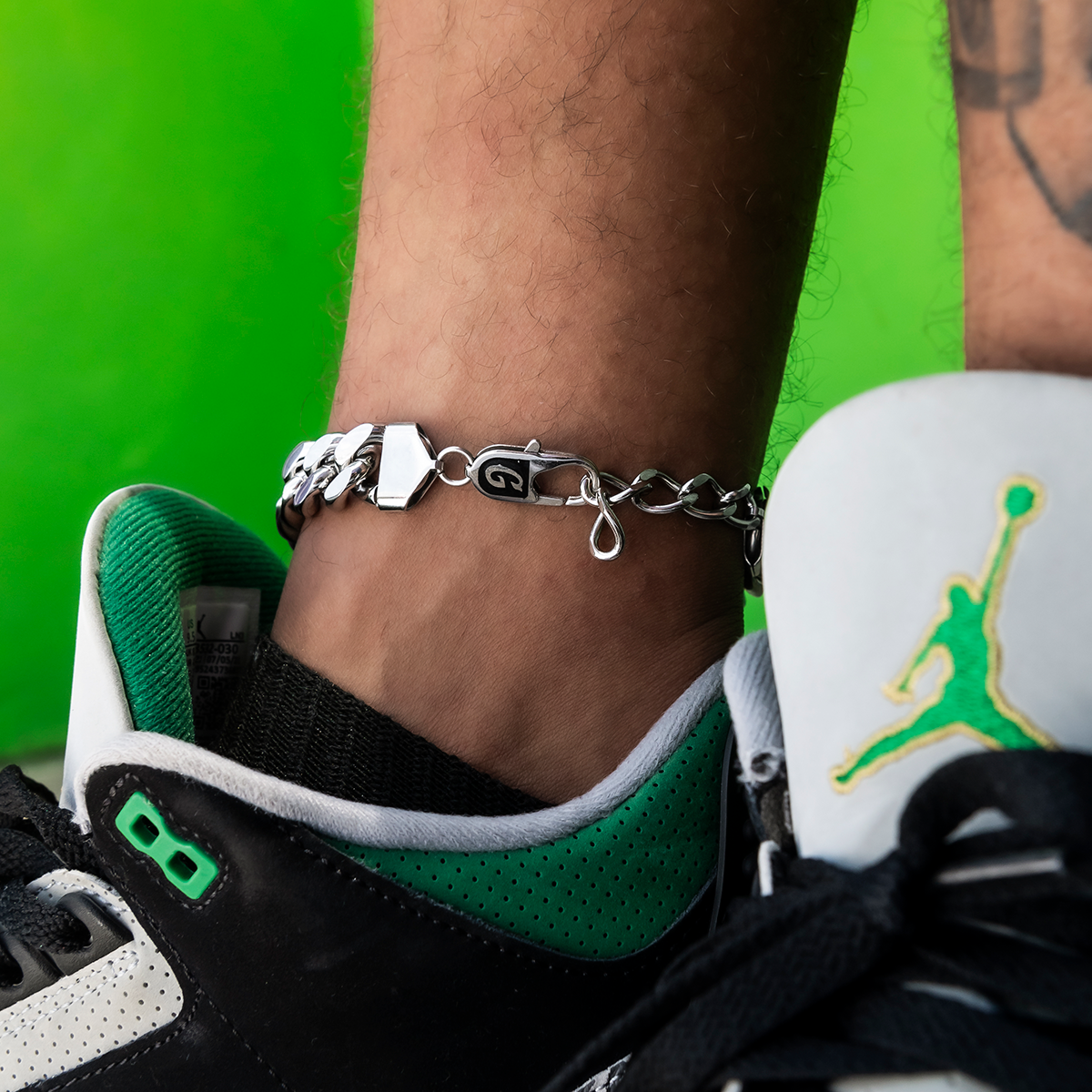 GLD PROMO Miami Cuban Anklet in White Gold- 15mm