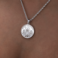 GLD PROMO - WOMEN Saint Michael Coin Pendant in White Gold