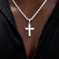GLD Men Simple Cross Pendant in White Gold