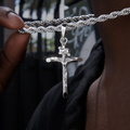GLD PROMO Large Crucifix Cross Pendant in White Gold