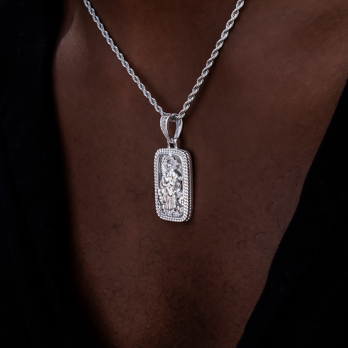 GLD Men Icon Shepherd Pendant in White Gold