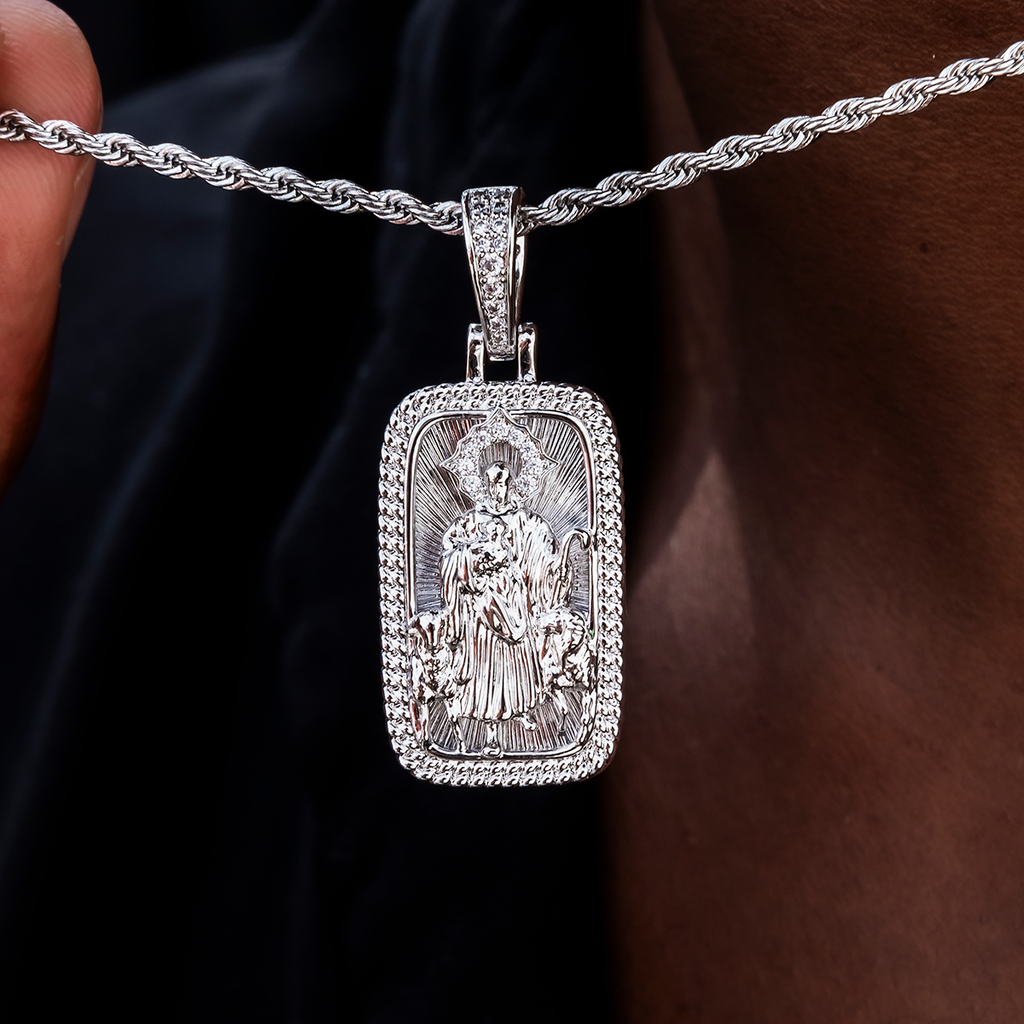 GLD Men Icon Shepherd Pendant in White Gold