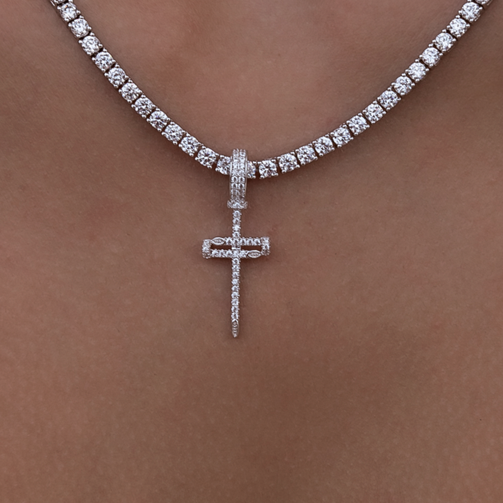 GLD PROMO - WOMEN Iced Micro Nail Cross Pendant