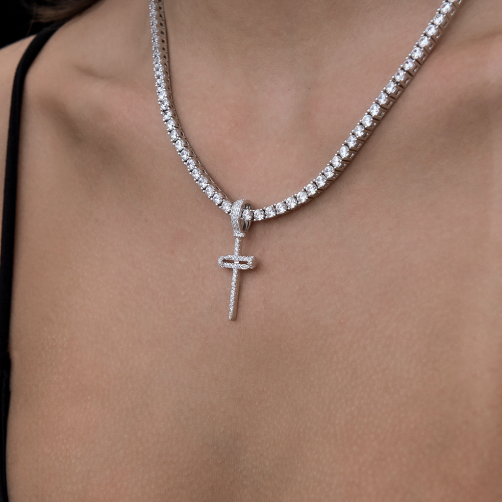 GLD PROMO - WOMEN Iced Micro Nail Cross Pendant