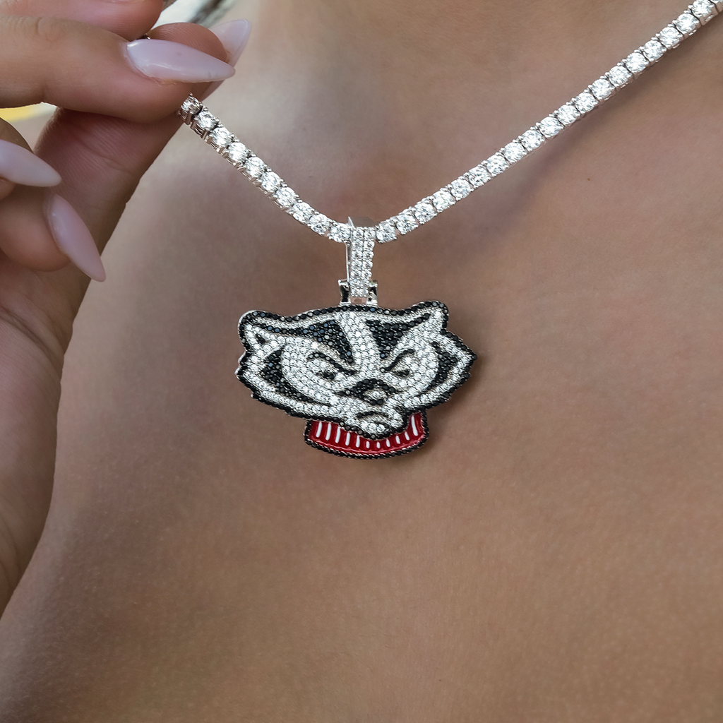 GLD Women Wisconsin Bucky Badger Official NCAA Mascot Pendant