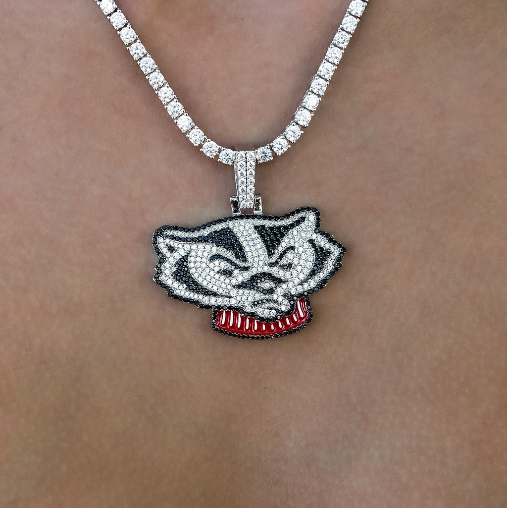 GLD Women Wisconsin Bucky Badger Official NCAA Mascot Pendant