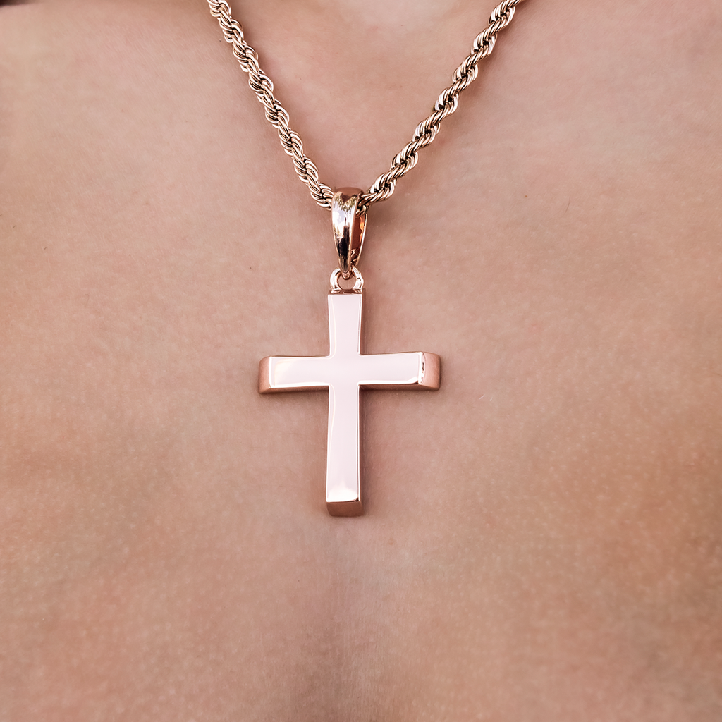 GLD PROMO - WOMEN Simple Cross Pendant in Rose Gold