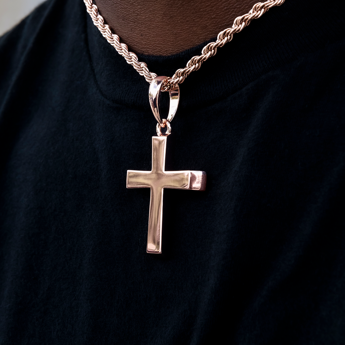 GLD PROMO Simple Cross Pendant in Rose Gold
