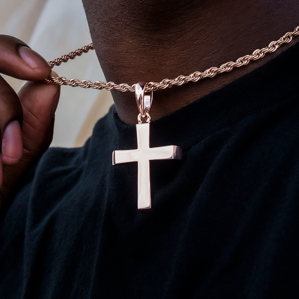 GLD PROMO Simple Cross Pendant in Rose Gold