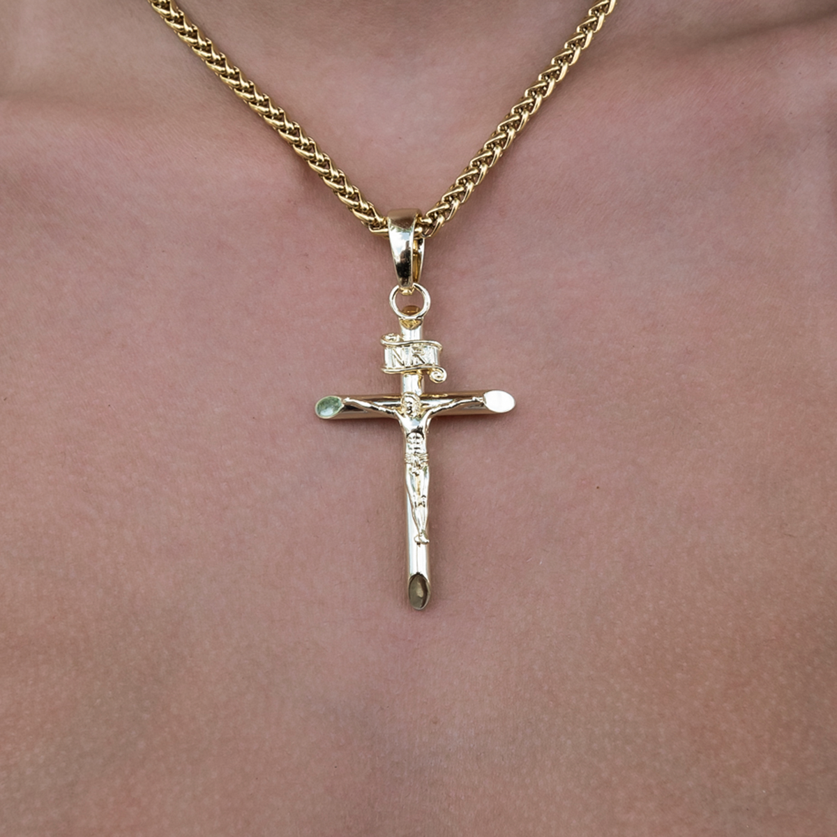 GLD PROMO - WOMEN Large Crucifix Cross Pendant in Yellow Gold