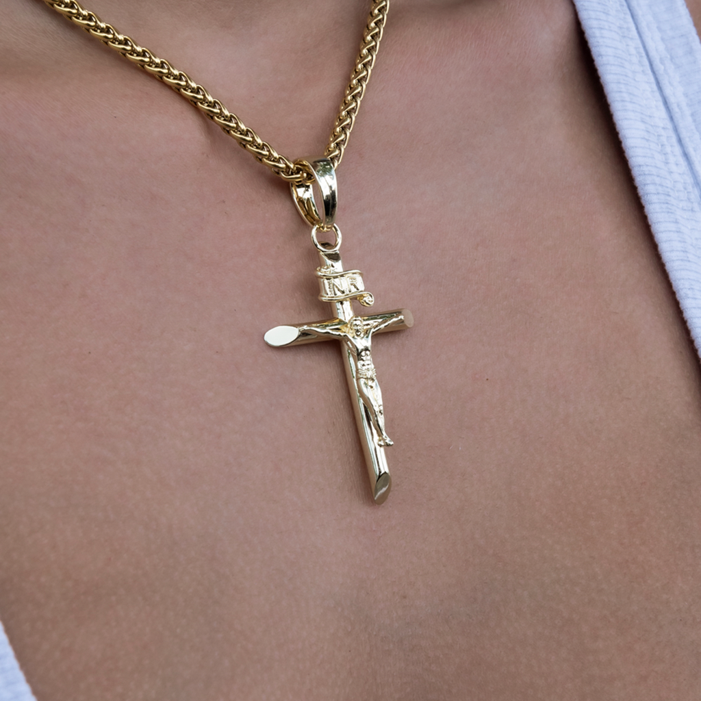 GLD PROMO - WOMEN Large Crucifix Cross Pendant in Yellow Gold