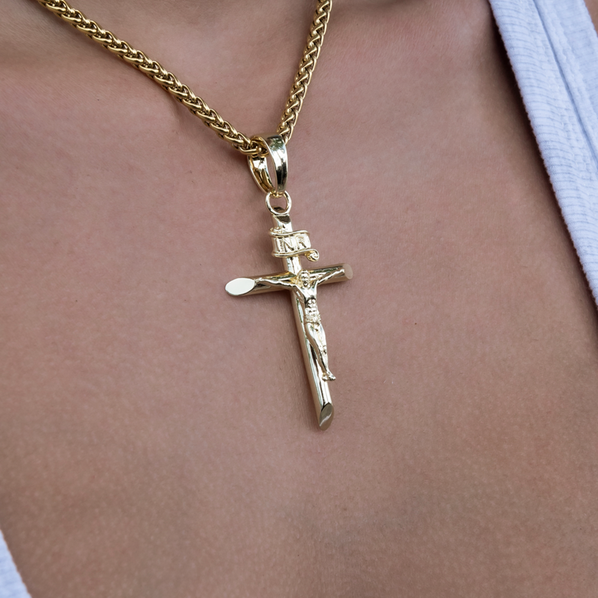 GLD PROMO - WOMEN Large Crucifix Cross Pendant in Yellow Gold