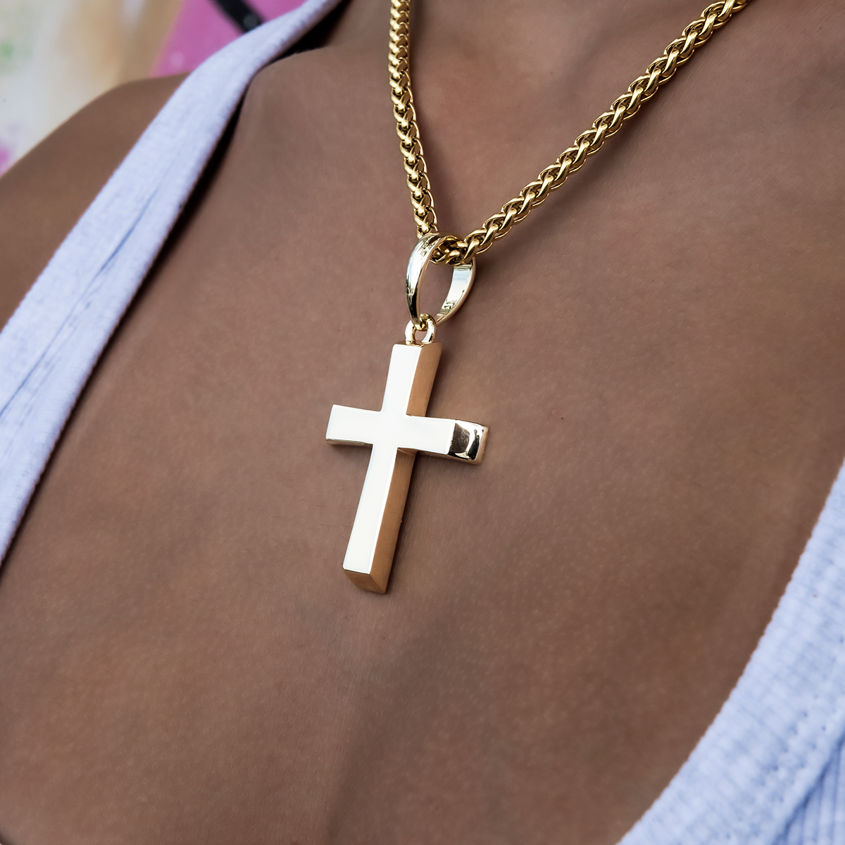 GLD PROMO - WOMEN Simple Cross Pendant in Yellow Gold