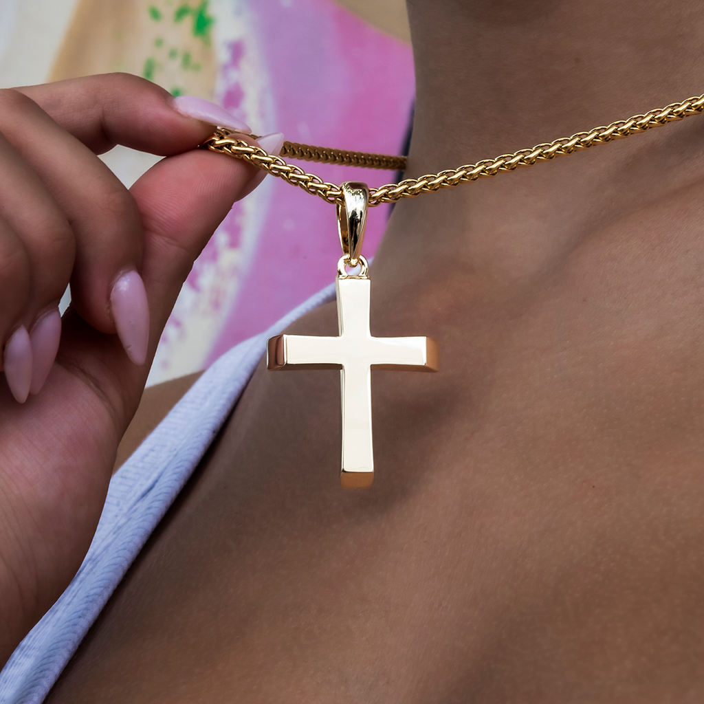 GLD PROMO - WOMEN Simple Cross Pendant in Yellow Gold