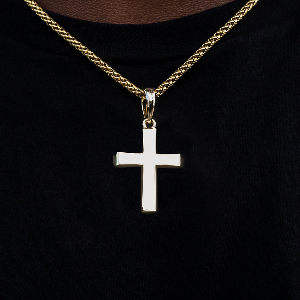 GLD Men Simple Cross Pendant in Yellow Gold