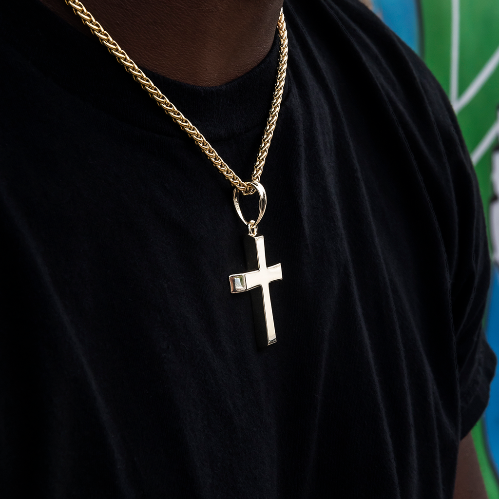 GLD Men Simple Cross Pendant in Yellow Gold