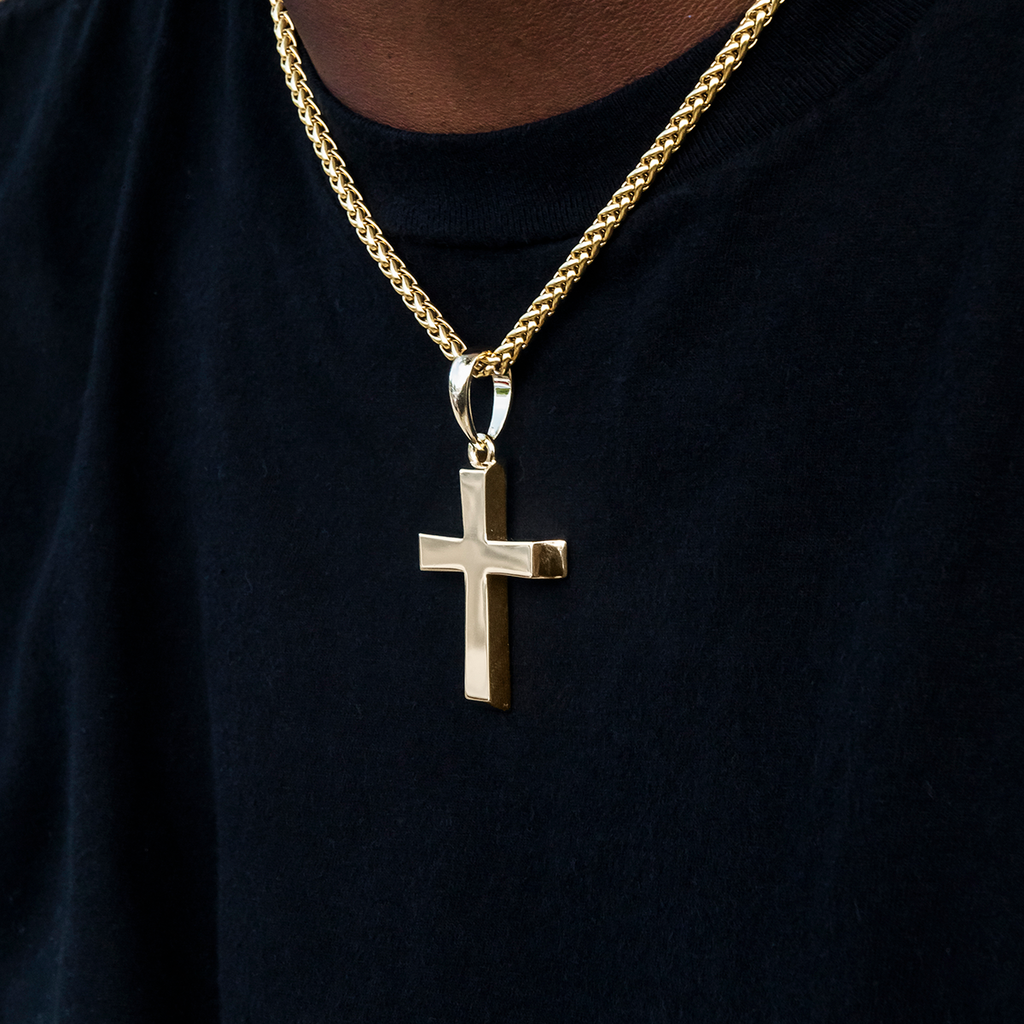 GLD Men Simple Cross Pendant in Yellow Gold