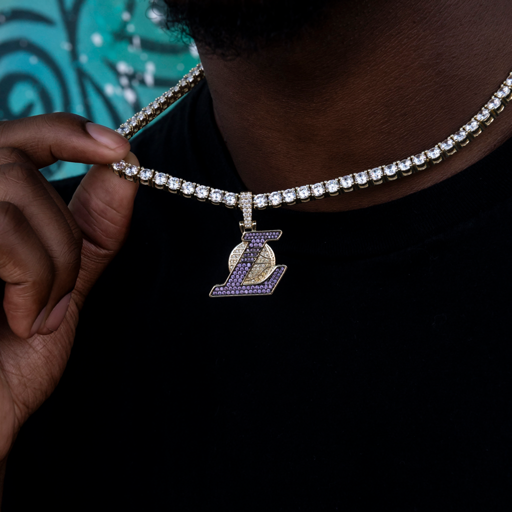 GLD Men Los Angeles Lakers Official NBA City Logo Pendant