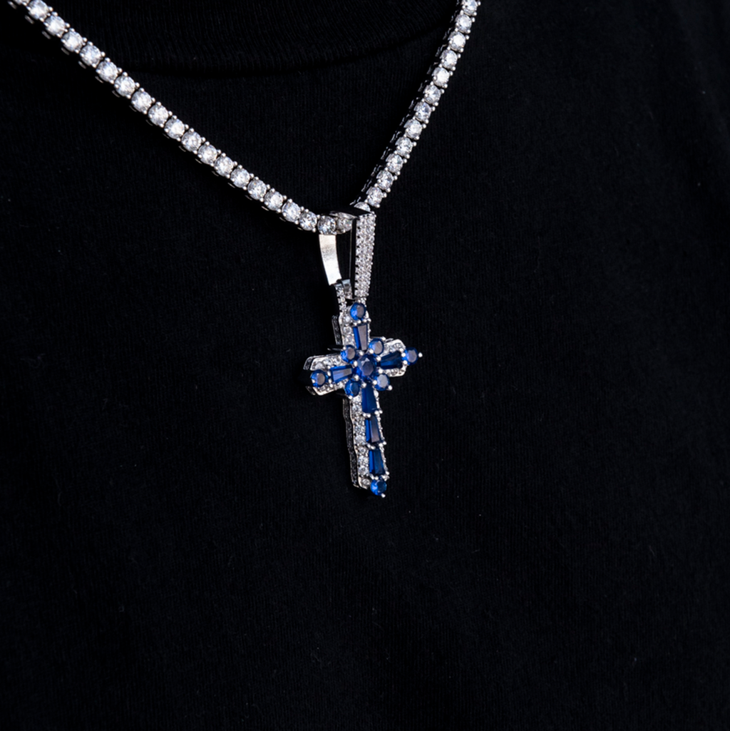 GLD PROMO Colored Baguette Cross Pendant