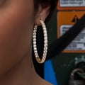 GLD Women Eternity Hoop Earrings in Yellow Gold- 4mm
