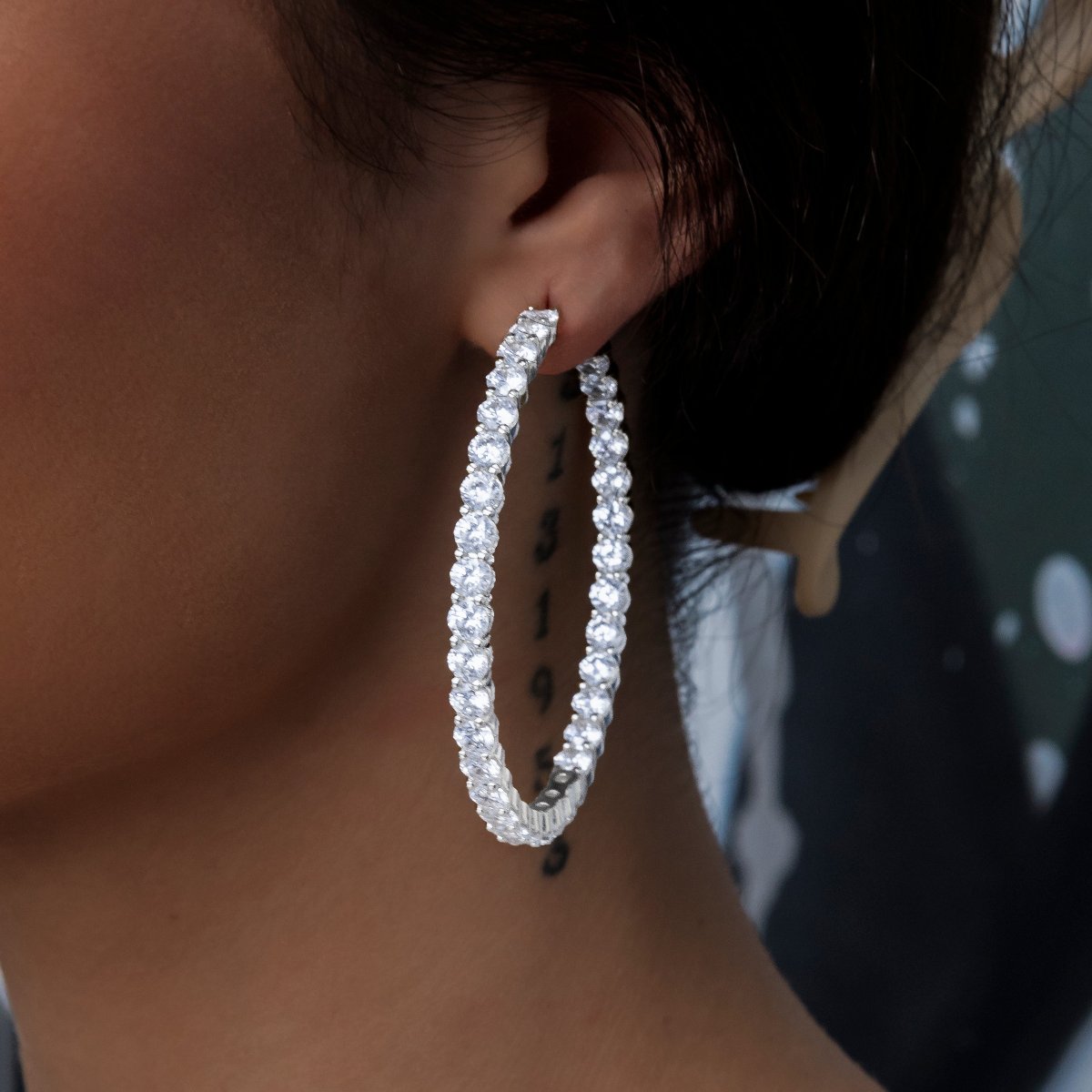 GLD Women GLD Eternity Hoop Earrings in White Gold- 4mm