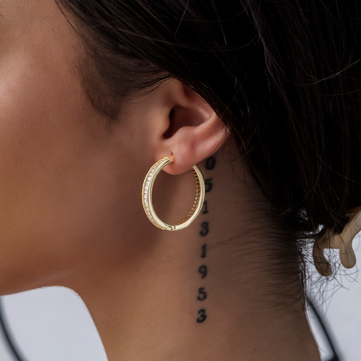 GLD Women Baguette Hoop Earrings in Yellow Gold
