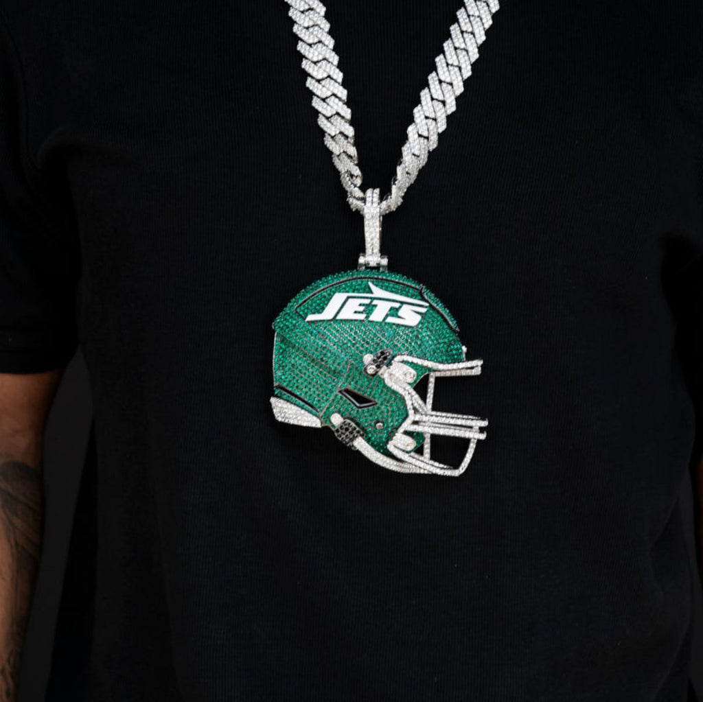 GLD Men Giant New York Jets Official NFL Helmet Pendant