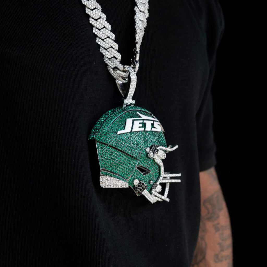 GLD Men Giant New York Jets Official NFL Helmet Pendant