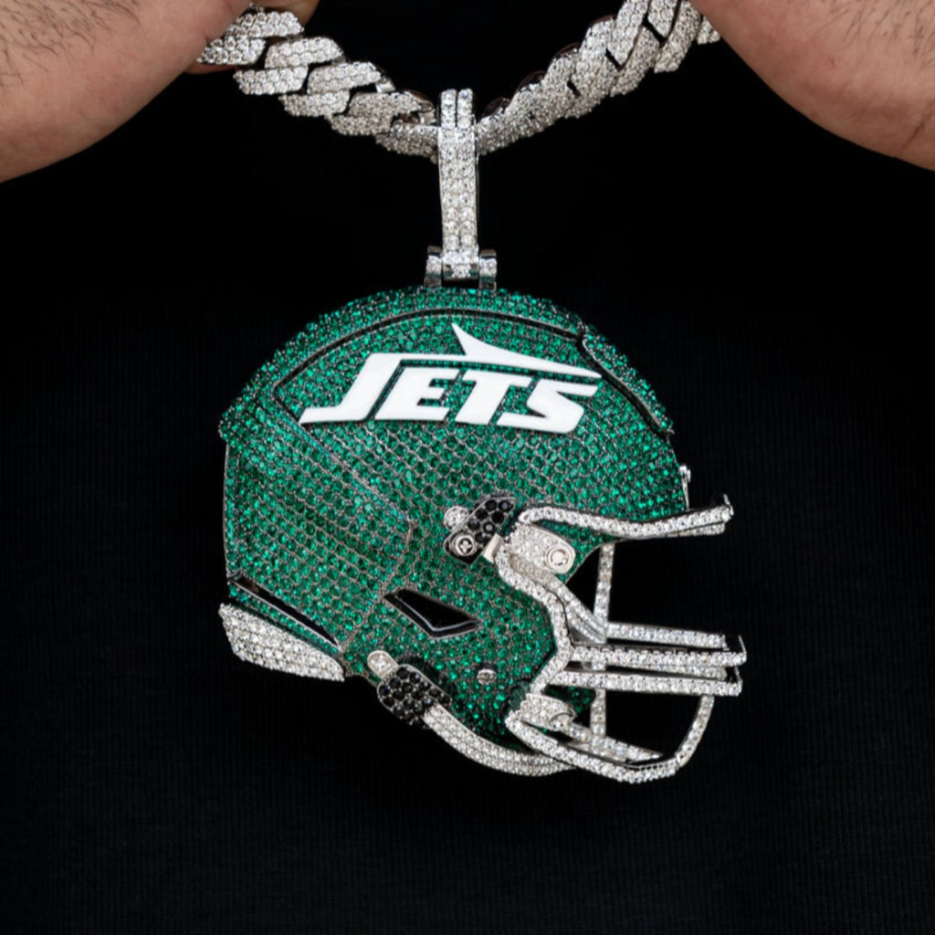 GLD Men Giant New York Jets Official NFL Helmet Pendant