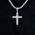 GLD Men Diamond Pave Snake Link Cross Pendant in White Gold