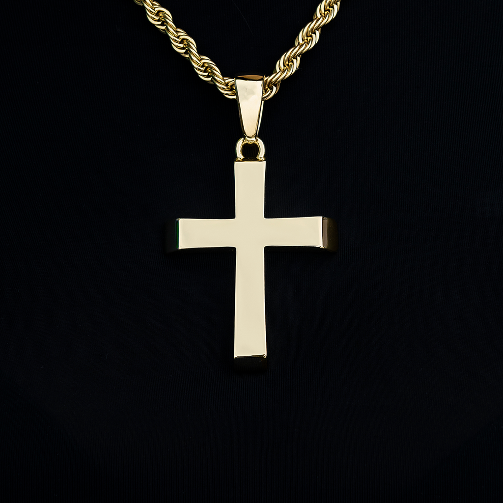 GLD PROMO - WOMEN Large Simple Cross Pendant in Yellow Gold