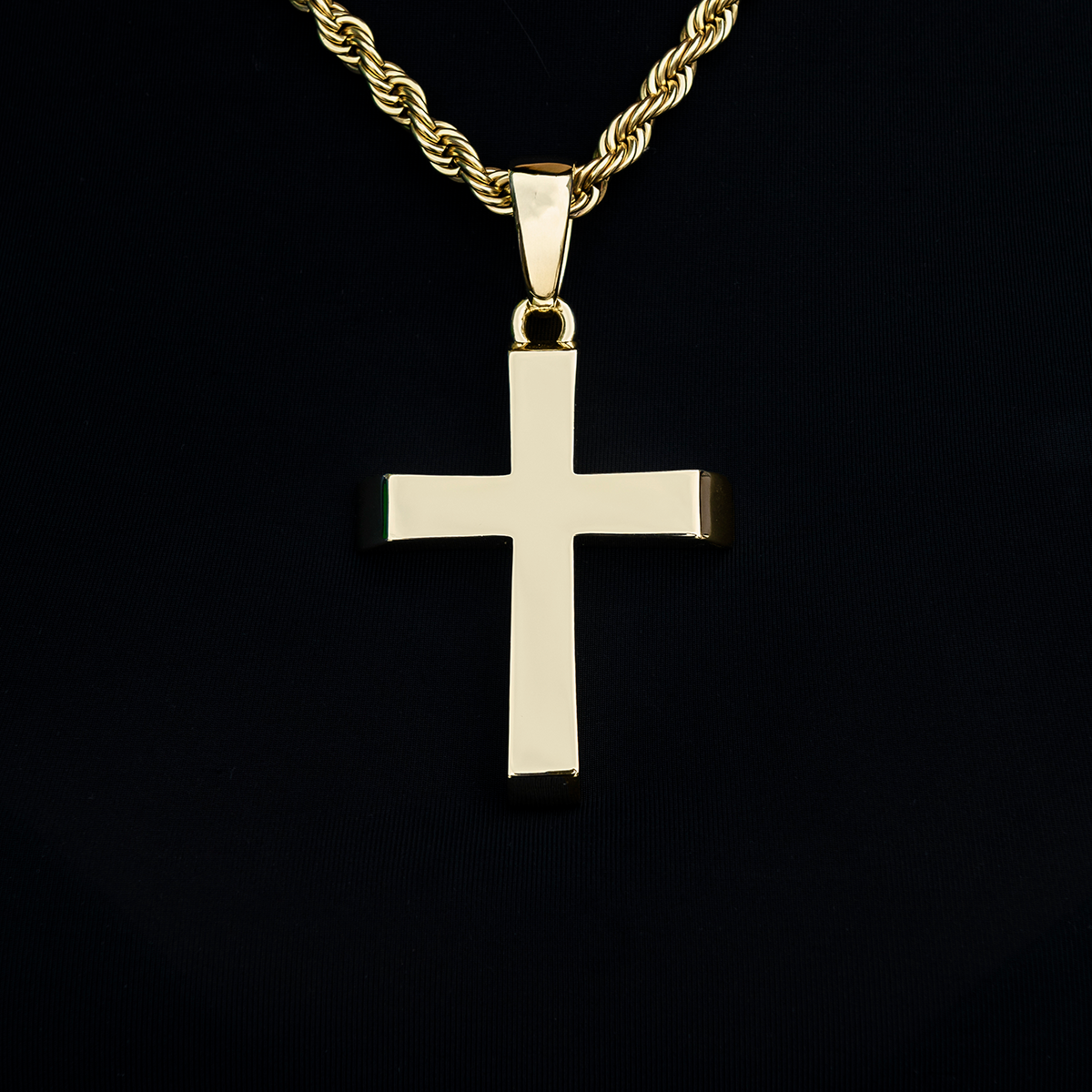GLD PROMO - WOMEN Large Simple Cross Pendant in Yellow Gold