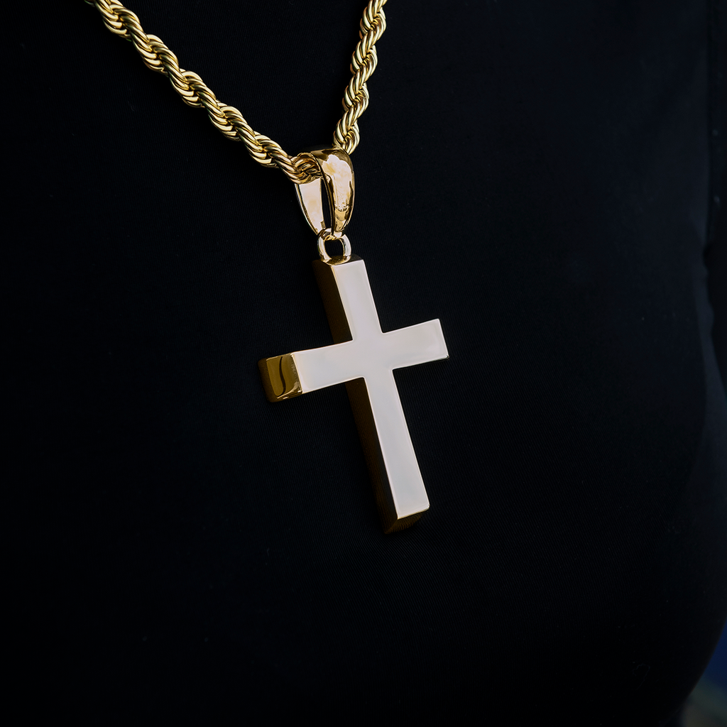 GLD PROMO - WOMEN Large Simple Cross Pendant in Yellow Gold