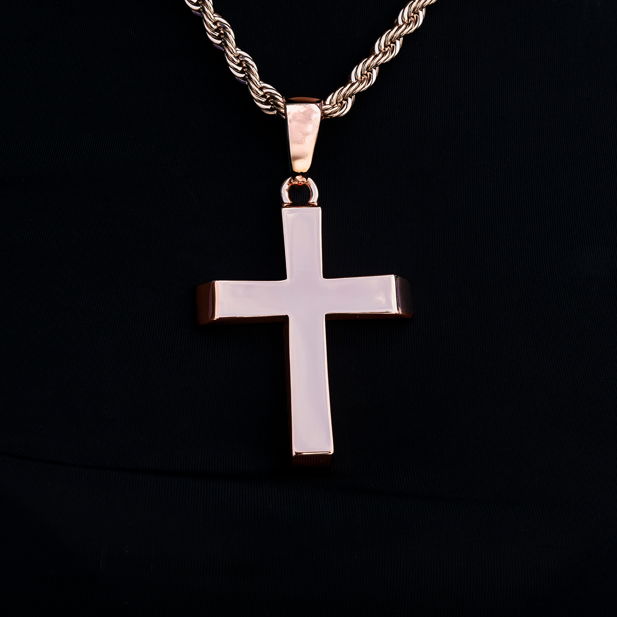 GLD PROMO - WOMEN Large Simple Cross Pendant in Rose Gold