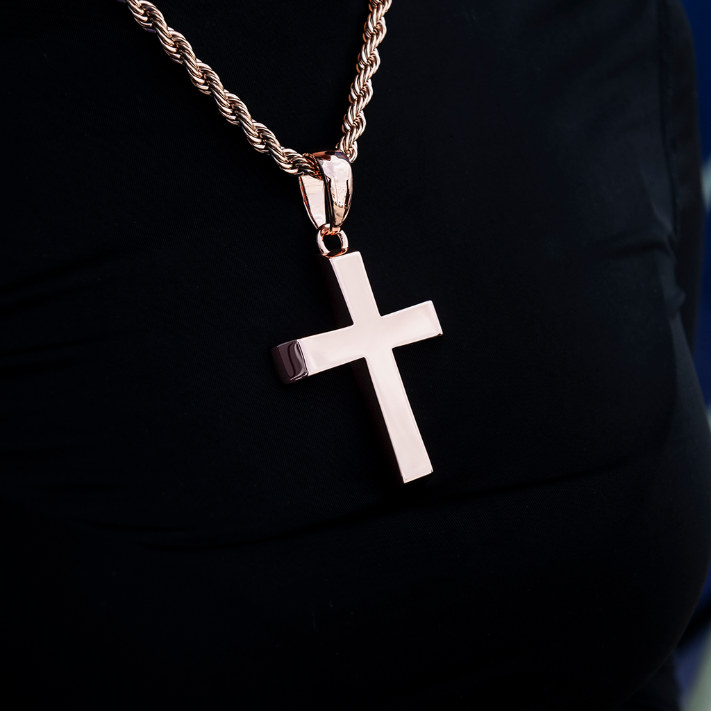 GLD PROMO - WOMEN Large Simple Cross Pendant in Rose Gold