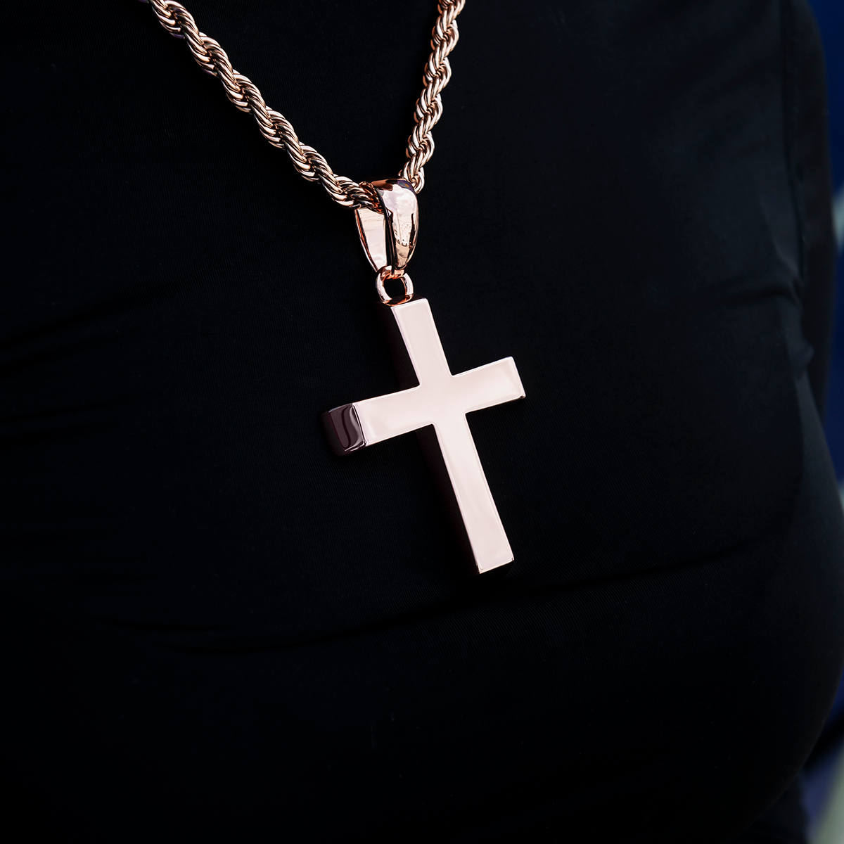 GLD PROMO - WOMEN Large Simple Cross Pendant in Rose Gold
