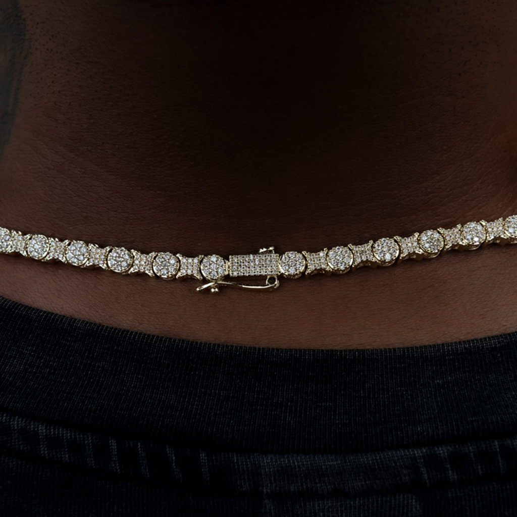 GLD PROMO Round Pave Star Link Chain- 6mm