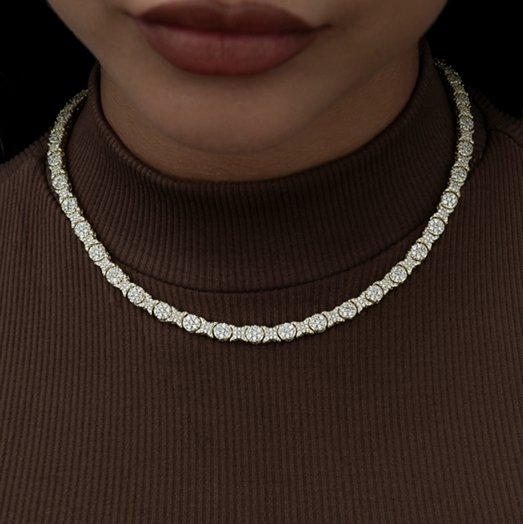 GLD PROMO - WOMEN Round Pave Star Link Necklace- 6mm