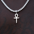 GLD Men Micro Simple Ankh Cross Pendant in White Gold