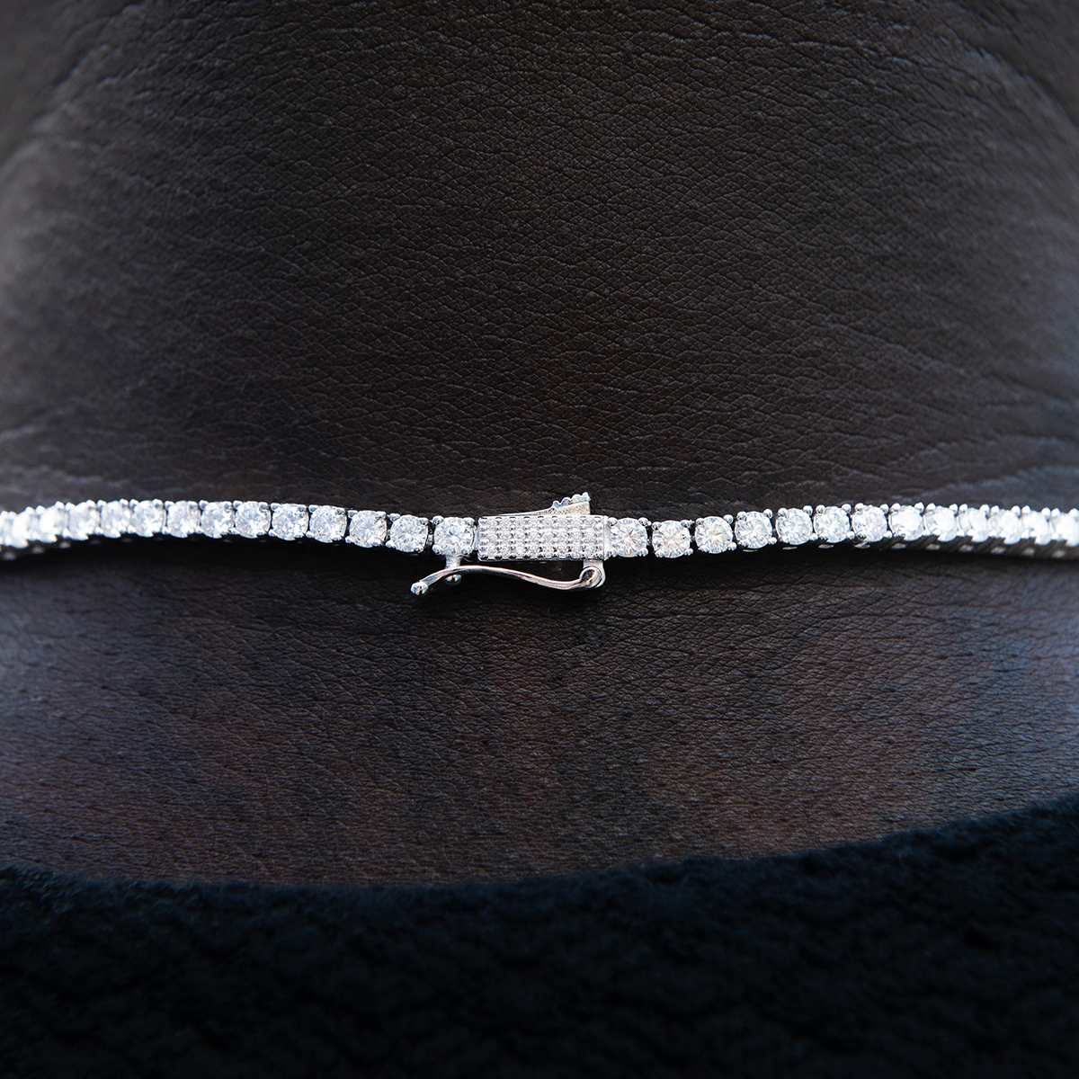 GLD Men Men's Moissanite Diamond Tennis Chain in White Gold Vermeil- 3mm