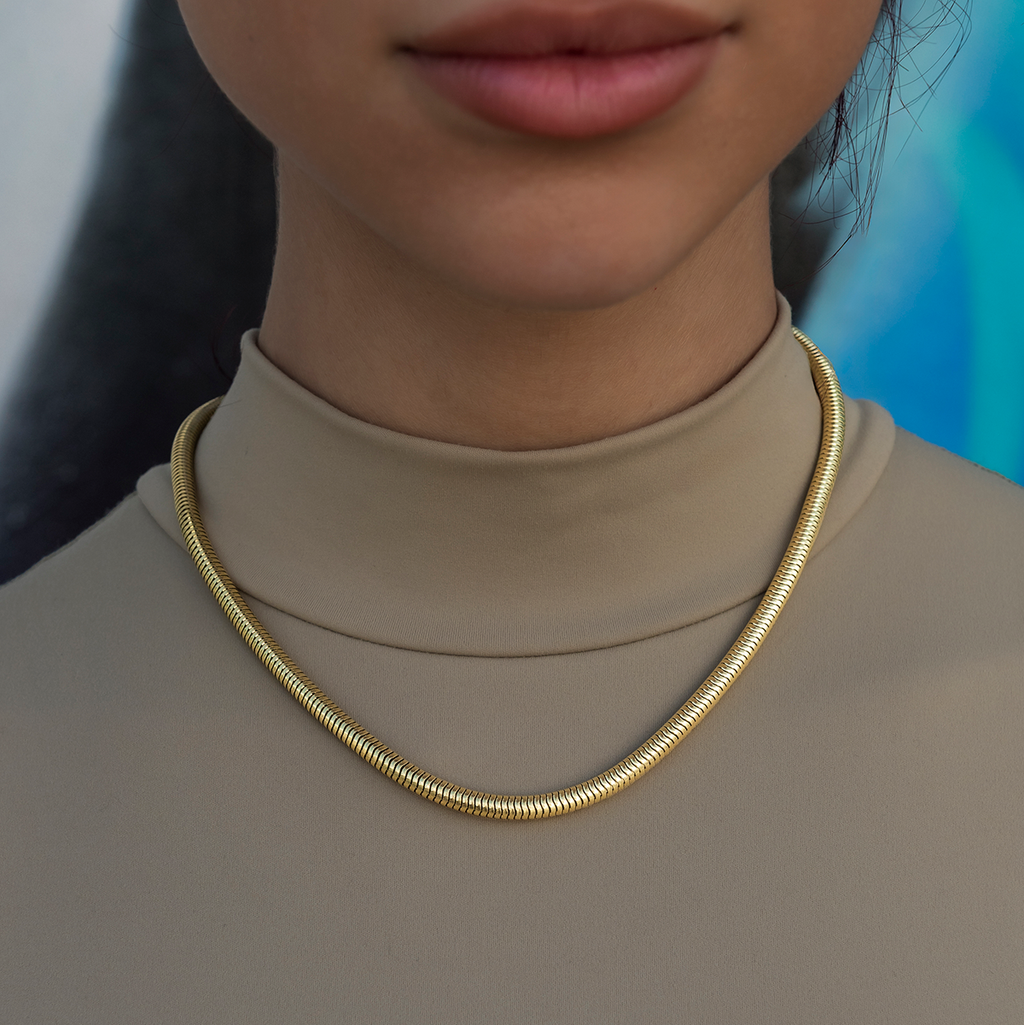 GLD PROMO - WOMEN Snake Chain Necklace in Yellow Gold - 4mm