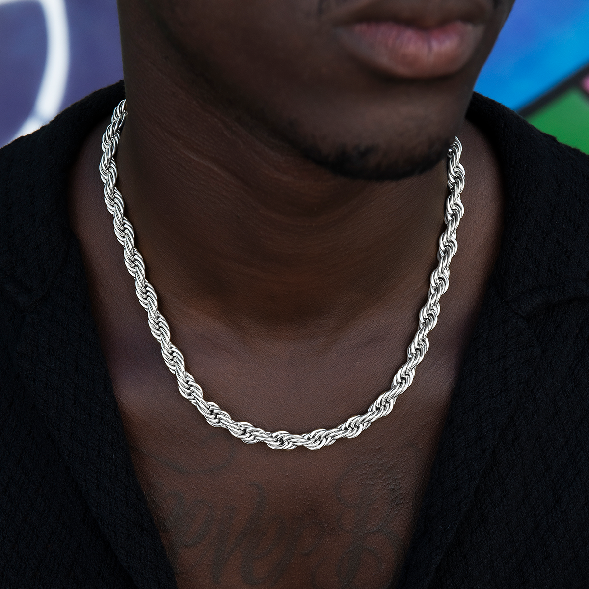 GLD Men GLD Rope Chain in White Gold- 8mm