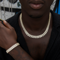 GLD Men Diamond Spine Chain + Bracelet Bundle in Yellow Gold